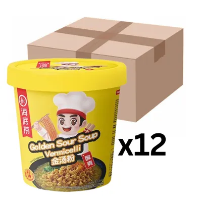 Produktbild von 12er-Pack Haidilao Instant Glasnudeln Vermicelli Golden Sour Soup Cup 130g