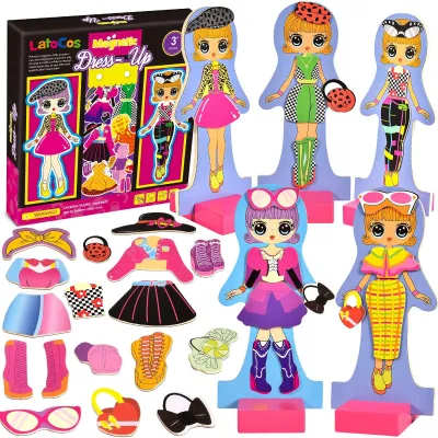 Productafbeelding van Omgoods - Magnetische Houten Kleedpop voor Kinderen 2-6 Jaar