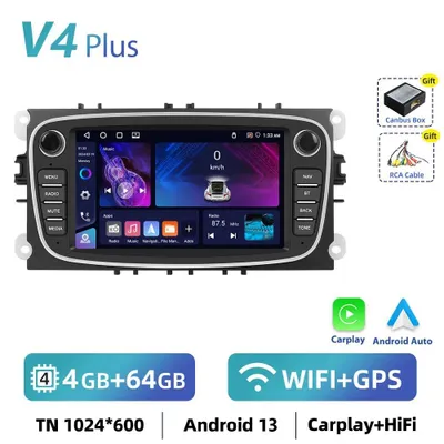 Immagine prodotto di Ford Focus 2012 - Autoradio Android 2-DIN - Android 13 - CarPlay 4 GB + 64 GB - Touchscreen da 17,8 cm - Risoluzione 1024×600 - RDS - Nero
