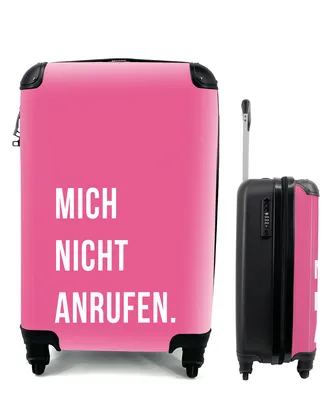 Produktbild von MuchoWow® Koffer Handgepäck Trolley Rollkoffer Kleine Reisekoffer mit 4 Rollen - Ich rufe nicht an - Rosa - Zitate - Cabin Size < 55x40x23 cm & 55x40x20 cm - Fotokoffer - Kabinenkoffer - Boardgepäck - Reise-Box - Reisekoffer - Reisegepäck - Koffer mit Bild - Trolley für Kinder