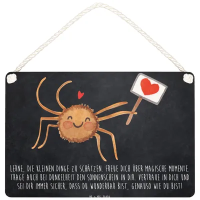 Produktbild von Mr. & Mrs. Panda holzbild Spinne Agathe Motivation DIN A6 - Kreidetafel - Geschenk, Liebe, Dankeschön, Glück, Türschild, kleine aufmerksamkeit, sprüche schild, Holzschild