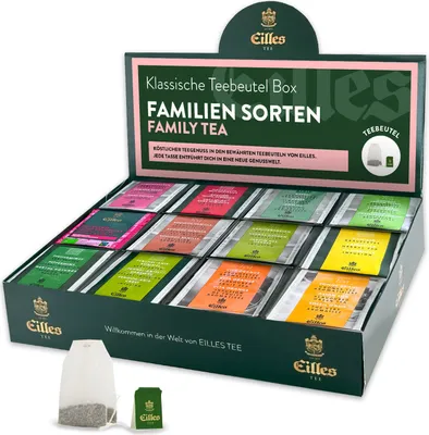 Produktbild von FAMILY Mischbox mit 12 Sorten EILLES Teebeutel speziell für die Familie