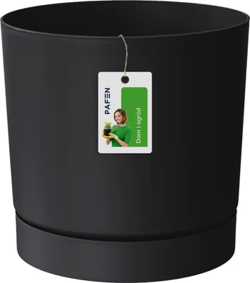 Produktbild von Blumentopf mit Untersetzer Anthrazit Kunststoff 23,9 cm Tubo