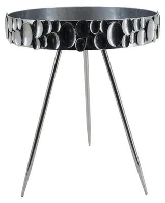 Produktbild von Set mit 2 runden Beistelltischen aus Metall, silberfarben, 62,5 x 51,5 x 51,5 cm