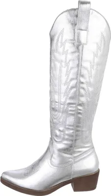 Produktbild von Ital-Design Damen Stiefel Lederoptik Western- & Bikerstiefel 85758201 Silber Gr. 37