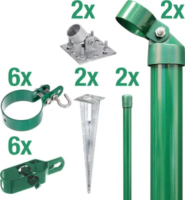 Produktbild von Alberts Zauneck-Set für Mahschendrahtzaun mit Bodenhülsen, Höhe 125 cm, grün