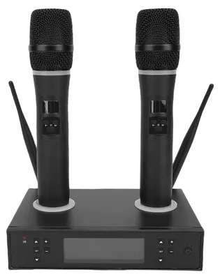 Obrázek produktu pro Bezdrátový mikrofonní systém Duální bezdrátové mikrofony Dobíjecí přijímač proti vytí Plug and Play pro zpěv Karaoke Řeč Doma