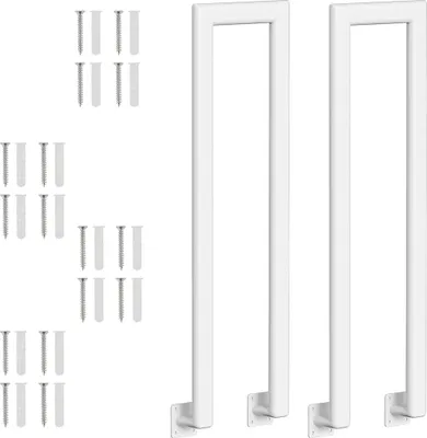 Produktbild von Faziango 85cm U-Form Treppengeländer Weiß Eisen Elliptische Röhre Handlauf für Treppen für Universal Innen und Außen , Flure Seitliche Montage