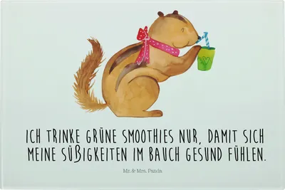 Produktbild von Mr. & Mrs. Panda Glas Schneideplatte Eichhörnchen Smoothie - Weiß - Geschenk, Schneidebrett Aus, Schneidplatte, Abnehmen, Green Smoothies, Schneidbrett, Streifenhörnchen