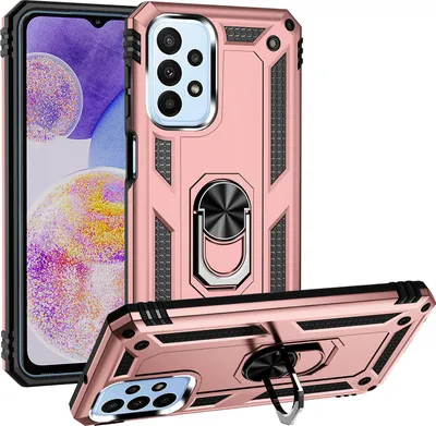 Produktbild von Galaxy A23 Hülle, Dual Layer Robust Militäre Schutzhülle mit Ringhalterung Ständer für Samsung Galaxy A23 Pink