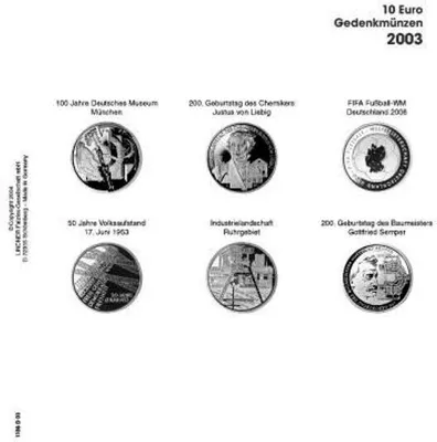 Produktbild von Lindner 1108D03 Vordruckblatt 10 Euro Gedenkmünzen 2003 Deutschland