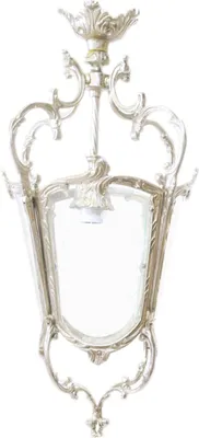 Produktbild von Casa Padrino Antik Stil Barock Decken Hängeleuchte 35 x 35 x H 70 cm - Glas / Silber - Laterne Hängelaterne