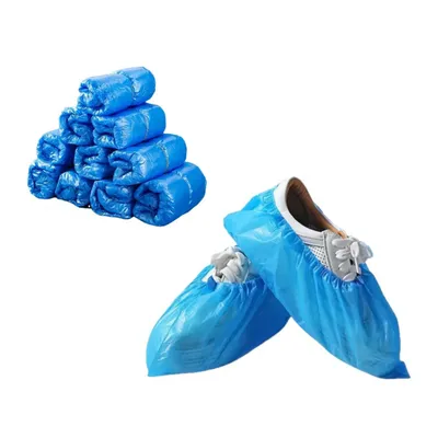 Produktbild von 100x Schuhüberzieher Überziehschuhe blau Einheitsgröße Einweg Schuhüberzieher gehämmert mit Gummizug