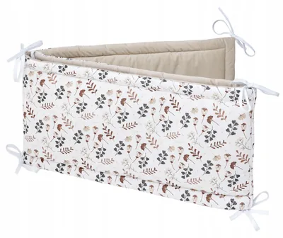 Obrázek produktu pro Jukki mantinel 180x30 cm do postýlky 120x60 – s úvazky – Boho Garden & Ecru Velvet