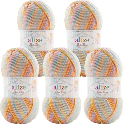 500g Baby-Wolle Strickgarn ALIZE Baby Best Batik 7931 mehrfarbig