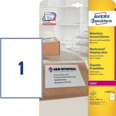 Zdjęcie produktu dla Etykiety wysyłkowe AVERY 199,6x289,1 L7997-25