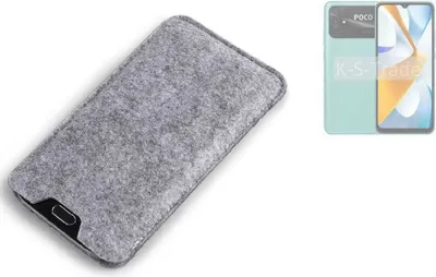 Produktbild von K-S-Trade Filz Handyhülle kompatibel mit POCO C40 Schutzhülle Filztasche Filz Tasche Case Sleeve Handy Hülle Filzhülle grau
