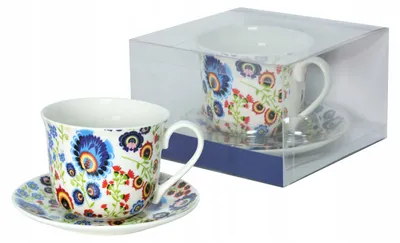 Produktbild von Livello Jumbo-Tasse mit Untertasse 400 ml Blumenmuster