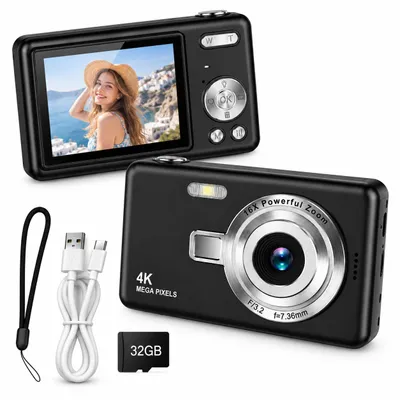 Produktbild von Digitale Kamera 44MP – 1080P FHD – Kompakte Vlog-Kamera – Inkl. 32GB SD – Schwarz