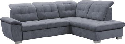 Ecksofa Couch ROYAL links - ausklappbar ausziehbar mit Schlaffunktion - verstellbare Kopfstützen - Behälter Container für Bettzeug - Ausrichtung links - bequemer Sitz mit Wellfeder