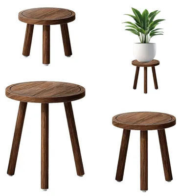 Immagine prodotto di Elzusha - Set di 3 supporti in legno per piante da interno