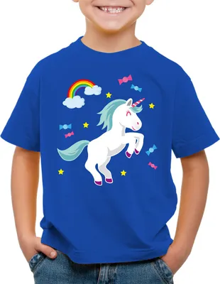 Produktbild von style3 Unicorn Candy Einhorn Kinder T-Shirt Regenbogen Süßwaren