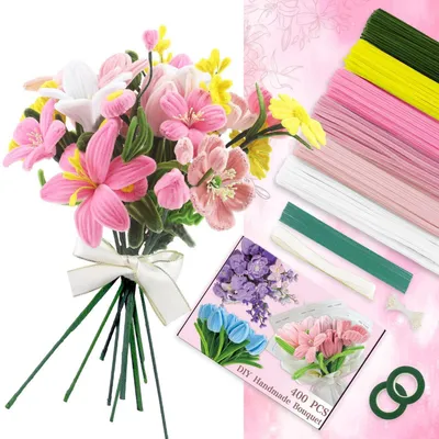 Produktbild von Pfeifenputzer Bastelset 400 Stück 6 Farben Chenilledraht für DIY Blumen & Deko