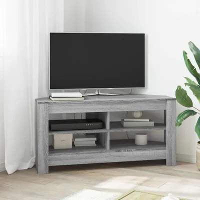 Obrázok produktu pre Maison Exclusive – Rohová televízna skrinka, 102 x 40,5 x 45 cm, drevotrieska v sivej farbe Sonoma