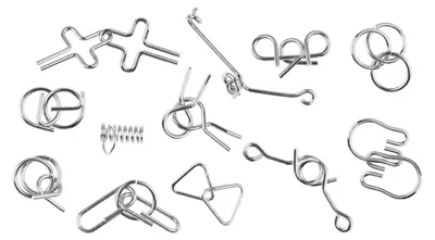 Produktbild von Edco Metall-Geduldspiel Puzzle-Set - 12 Stück - kniffliges Denkspiel