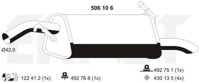 Produktbild von ERNST 506106 Endschalldämpfer passend für PEUGEOT 207 (WA, WC) Auspuff