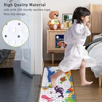 Produktbild von Kinderbadmat - Extra Lange Douchemat - 40 x 100 cm mit Grifffläche und Abflusslöchern