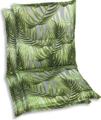 Produktbild von GO-DE Textil, Sesselauflage Niederlehner, 2er Set, Farbe: gruen, Maße: 100 cm x 50 cm x 6 cm, Rueckenhoehe: 52 cm