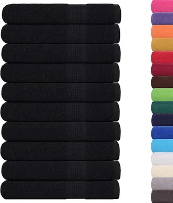 Image de vidaXL Serviettes FROGN, lot de 10, noir, 100 x 200 cm, 360 g/m²
