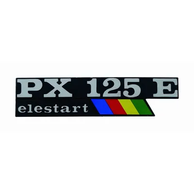 Immagine prodotto di Emblema RMS / scritta "PX 125 E elestart " colorato compatibile con PX 125 E - 2 perni 135x33mm interasse 105mm