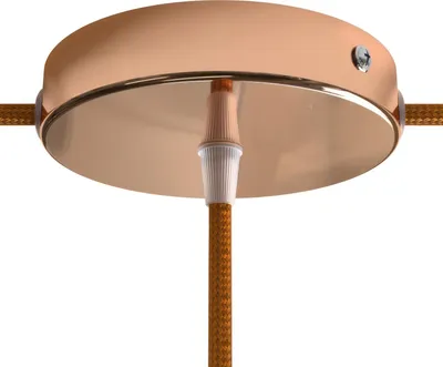 Produktbild von Creative-Cables Set: Zylindrisches Rosetten-Element aus Metall mit einem zentralen Loch und zwei seitlichen Löchern – konisch, Kupfer