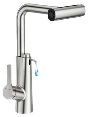 Produktbild von Wasserfall Küchenarmatur Ausziehbar, Edelstahl Mischbatterie mit Seifenspender, 360° drehbar mit 4 Strahlarten, gebürstet