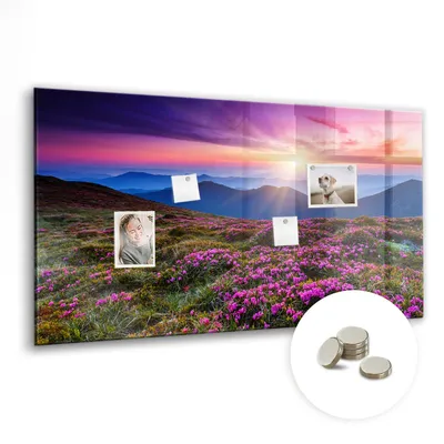 Produktbild von Dekorative Magnettafel 120x60 cm - Magnetwand - für Fotos, Karten und Notizen - Fotowand - Memoboard - Magnetpinnwand - Wanddekoration - Sonnenaufgangsblumen