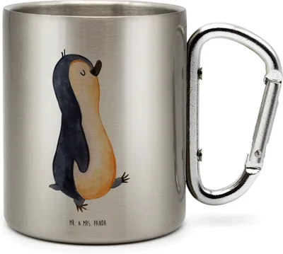 Produktbild von Mr. & Mrs. Panda Thermobecher Pinguin marschieren - Transparent - Geschenk, Teetasse, Familie, Spazieren, Teebecher, Stolz, Pinguine, Edelstahlbecher, thermotasse