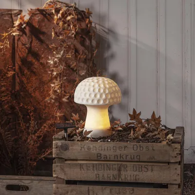 Immagine prodotto di Lampada solare "Sandy", a forma di fungo in arenaria, con sensore crepuscolare, bianco naturale, H 24 cm