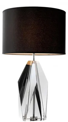 Produktbild von Casa Padrino Luxus Tischleuchte aus Kristallglas und Eisen, Grau / Schwarz, 21 x 71,5 cm