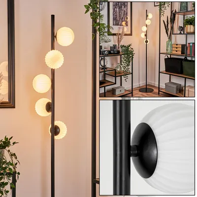 Produktbild von Garaguso Stehlampe aus Metall/Riffelglas in Schwarz/Weiß