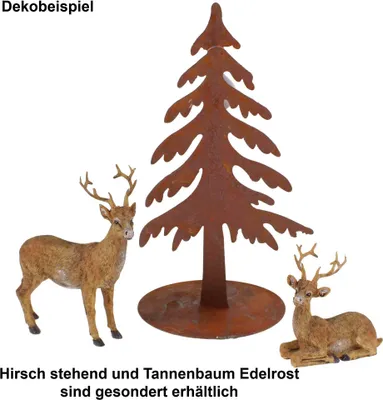 Produktbild von Hirsch Figur liegend hellbraun ca 10×10×5cm Hirschfigur Weihnachten Reh Wild