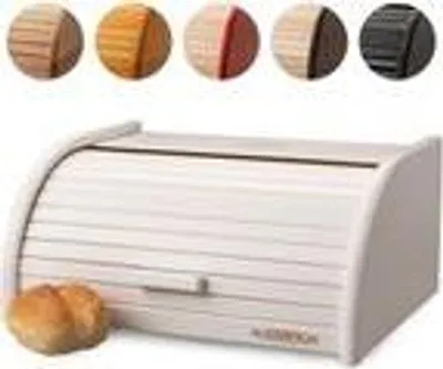Produktbild von FALKENBERGER Brotkasten aus Holz Buche Weiß 39x29x18cm Rollbrotkasten traditionell Brotbox mit Roll-Deckel Handmade