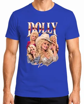 Zdjęcie produktu dla Koszulka męska z motywem Dolly Parton, ikony country, w stylu westernowym, kolor niebieski, rozmiar S