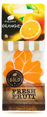 Produktbild von Paloma Gold Lufterfrischer mit Orangenduft fürs Auto - zum Aufhängen - Lang anhaltender Duft, mind. 2 Wochen - für Auto und Innenraum - 1 Stück [P11062]