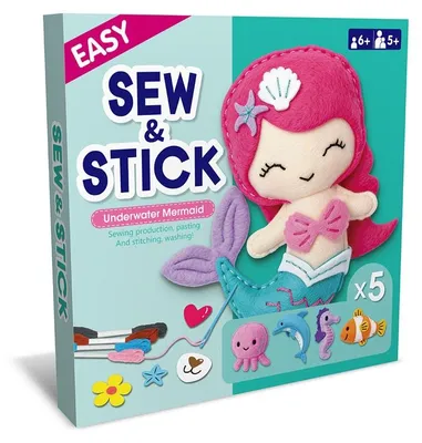 Produktbild von Filz Nähset Kinder Meerjungfrau - 5 Teile - DIY Filz Kuscheltiere ab 5 Jahren