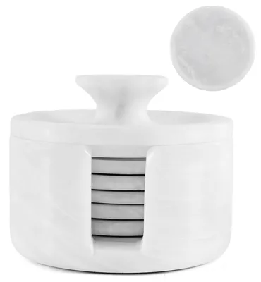 Produktbild von Ein Set mit 6 Untersetzern aus Marmor für Getränke, Durchmesser 8,9 cm