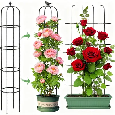 Produktbild von Gartenobelisk 180 cm, Metall, rostrestistent, für Kletterpflanzen