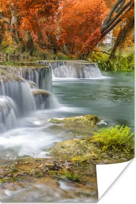 Produktbild von MuchoWow® Poster Herbst - Wasserfall - Natur - Bäume 40x60 cm - Plakate für die Wand - Poster Babyzimmer