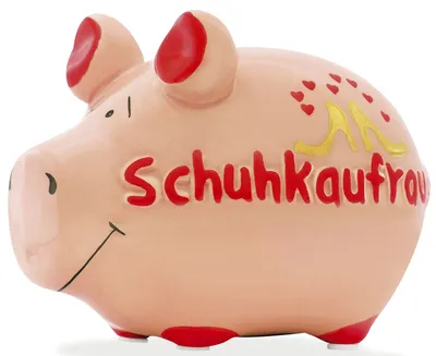 Produktbild von KCG 100854 Spardose Schwein "Schuhkaufrausch" - Keramik, klein